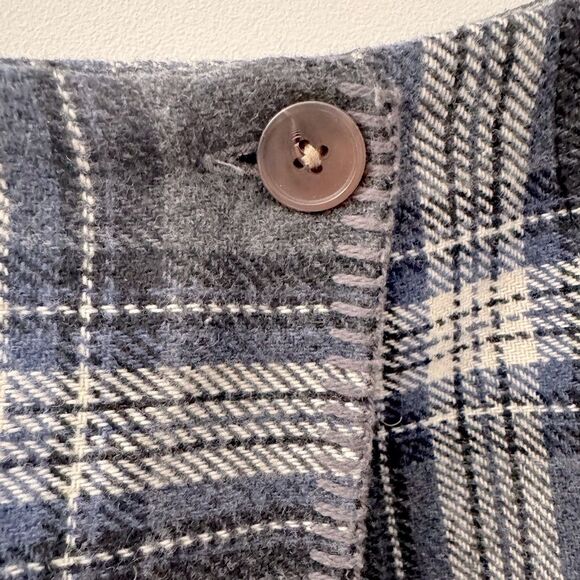 Vintage Herman Geist Navy Grey Ivory Plaid Wrap Skirt w/ Blanket Stitch Hem Sz 6 - Picture 3 of 6